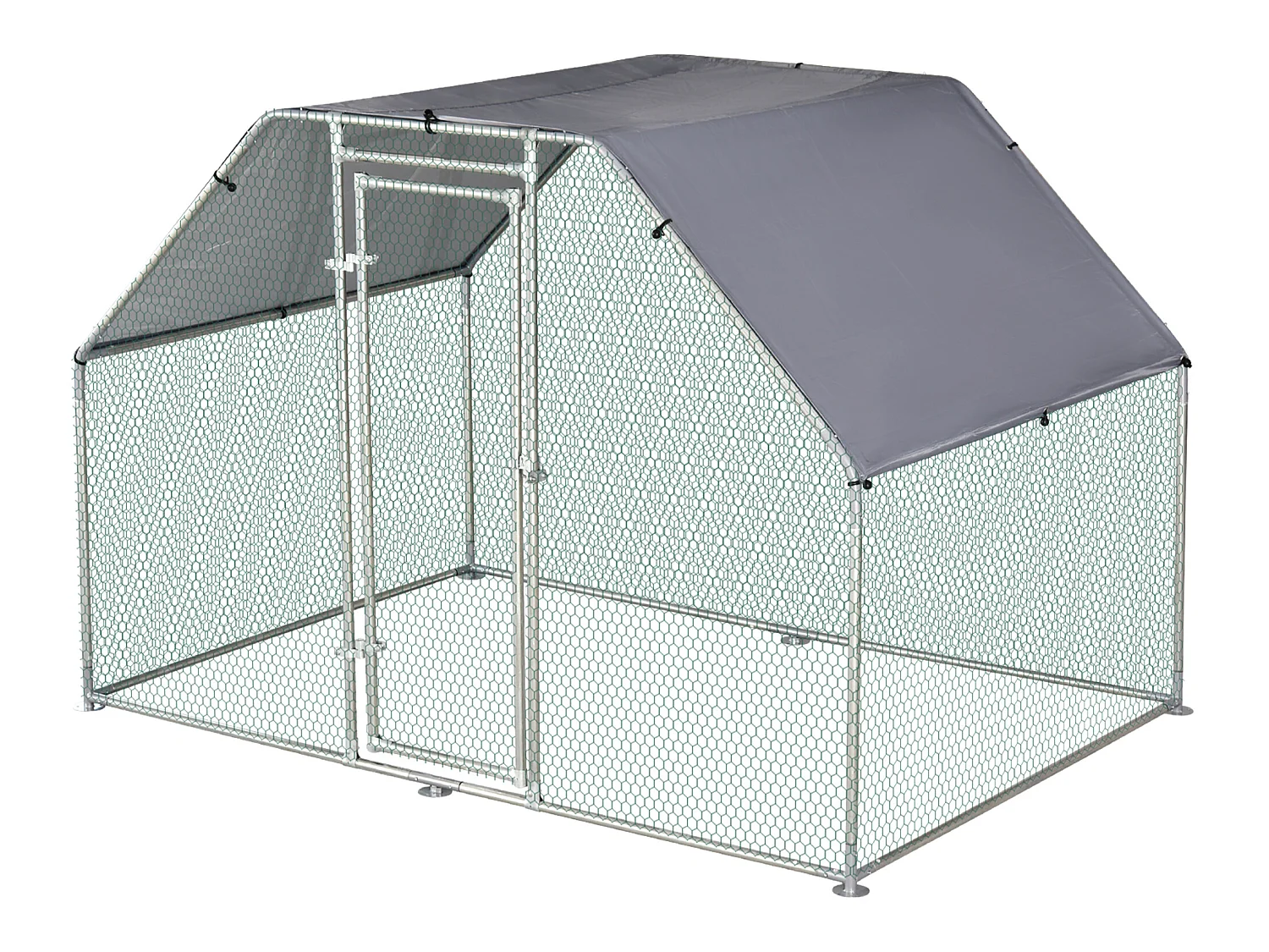 Enclos poulailler chenil 5,32 m² - parc grillagé dim. 2,8L x 1,9l x 1,95H m - poulailler chenil entièrement couvert - acier galvanisé