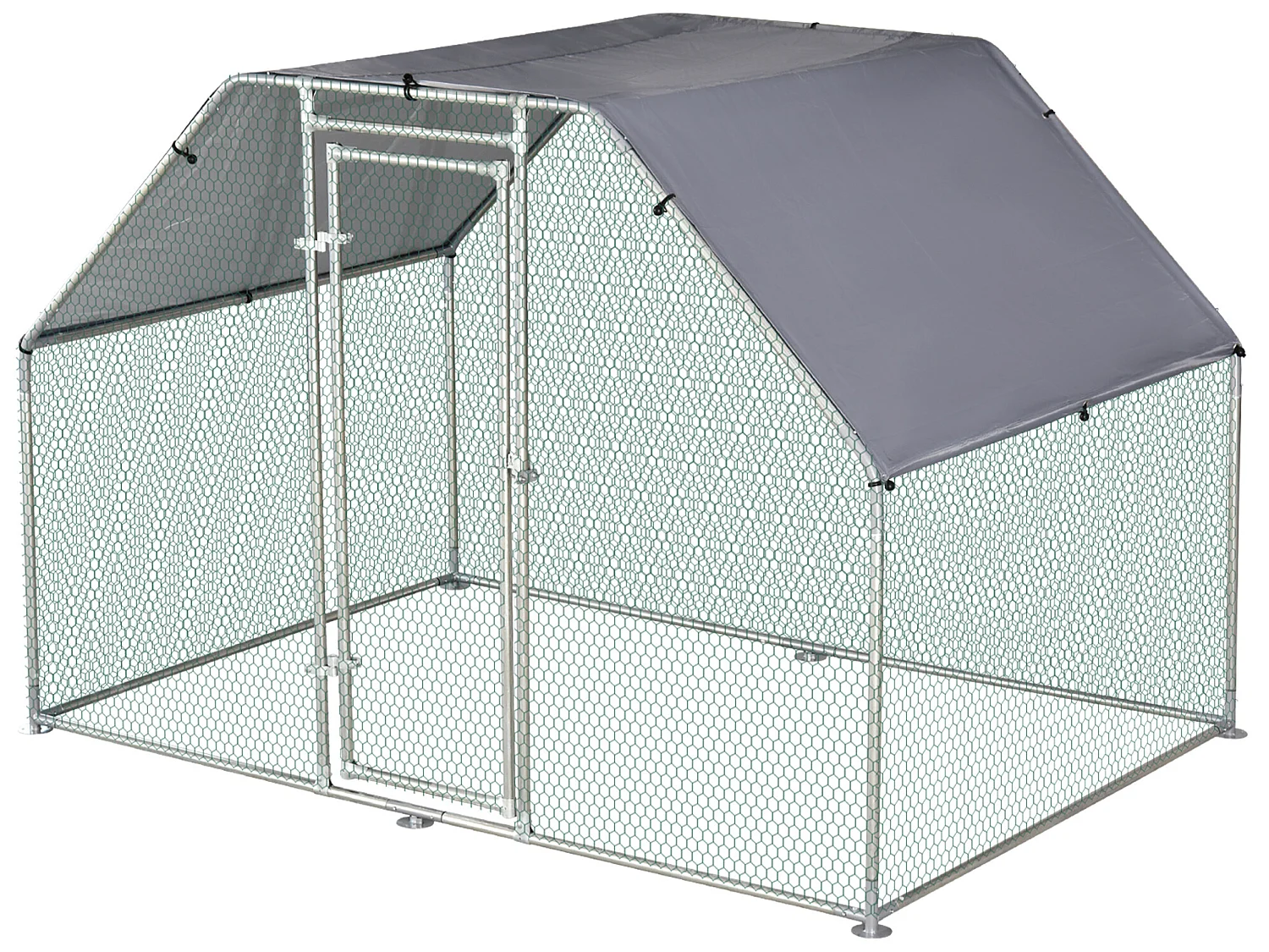 Enclos poulailler chenil 5,32 m² - parc grillagé dim. 2,8L x 1,9l x 1,95H m - poulailler chenil entièrement couvert - acier galvanisé