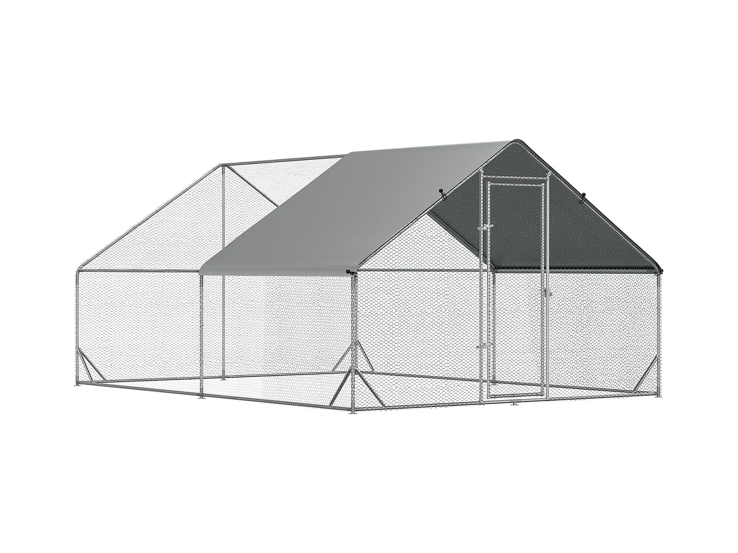 Enclos poulailler chenil 12 m² - parc grillagé dim. 4L x 3l x 2H m - espace couvert - acier galvanisé