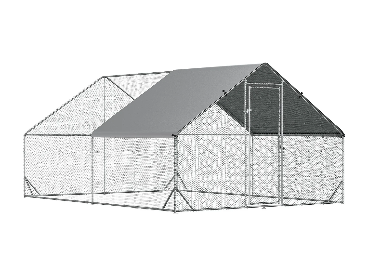 Enclos poulailler chenil 12 m² - parc grillagé dim. 4L x 3l x 2H m - espace couvert - acier galvanisé