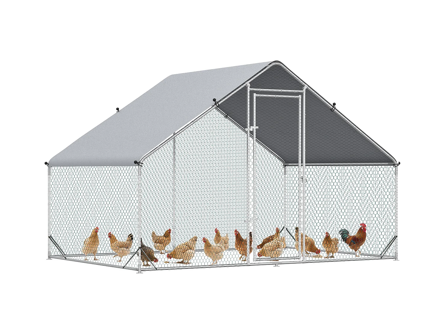 Enclos poulailler chenil 6 m² - parc grillagé dim. 3L x 2l x 2H m - poulailler chenil entièrement couvert - acier galvanisé