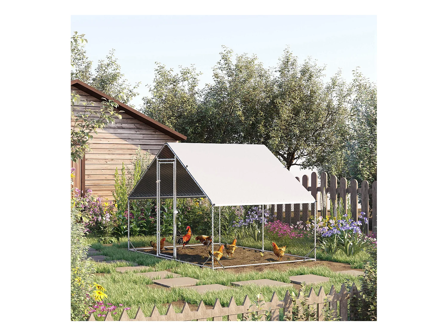 Enclos poulailler chenil 6 m² - parc grillagé dim. 3L x 2l x 2H m - poulailler chenil entièrement couvert - acier galvanisé