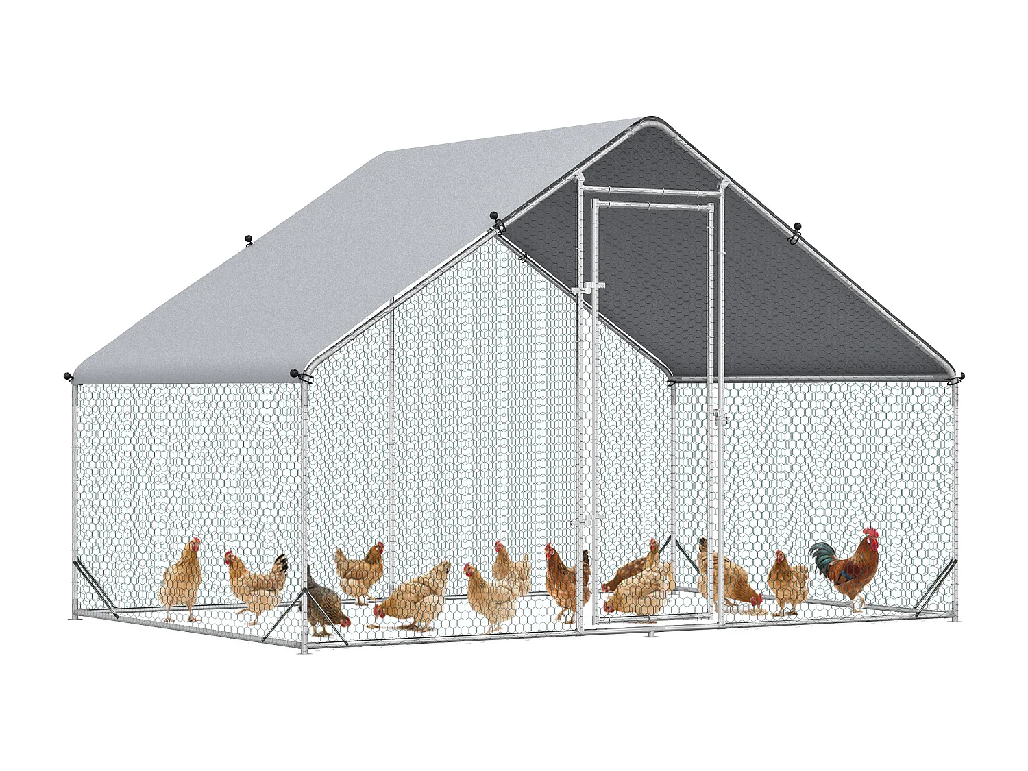 Enclos poulailler chenil 6 m² - parc grillagé dim. 3L x 2l x 2H m - poulailler chenil entièrement couvert - acier galvanisé