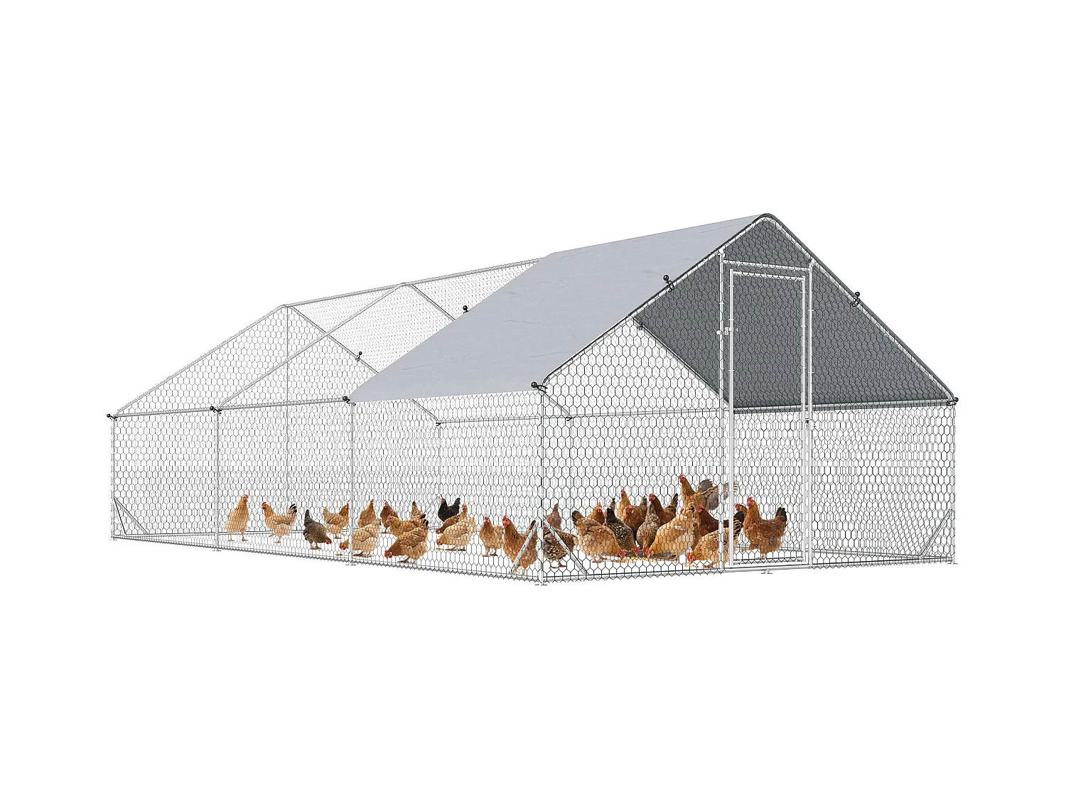 Enclos poulailler chenil 18 m² - parc grillagé dim. 6L x 3l x 2H m - espace couvert - acier galvanisé