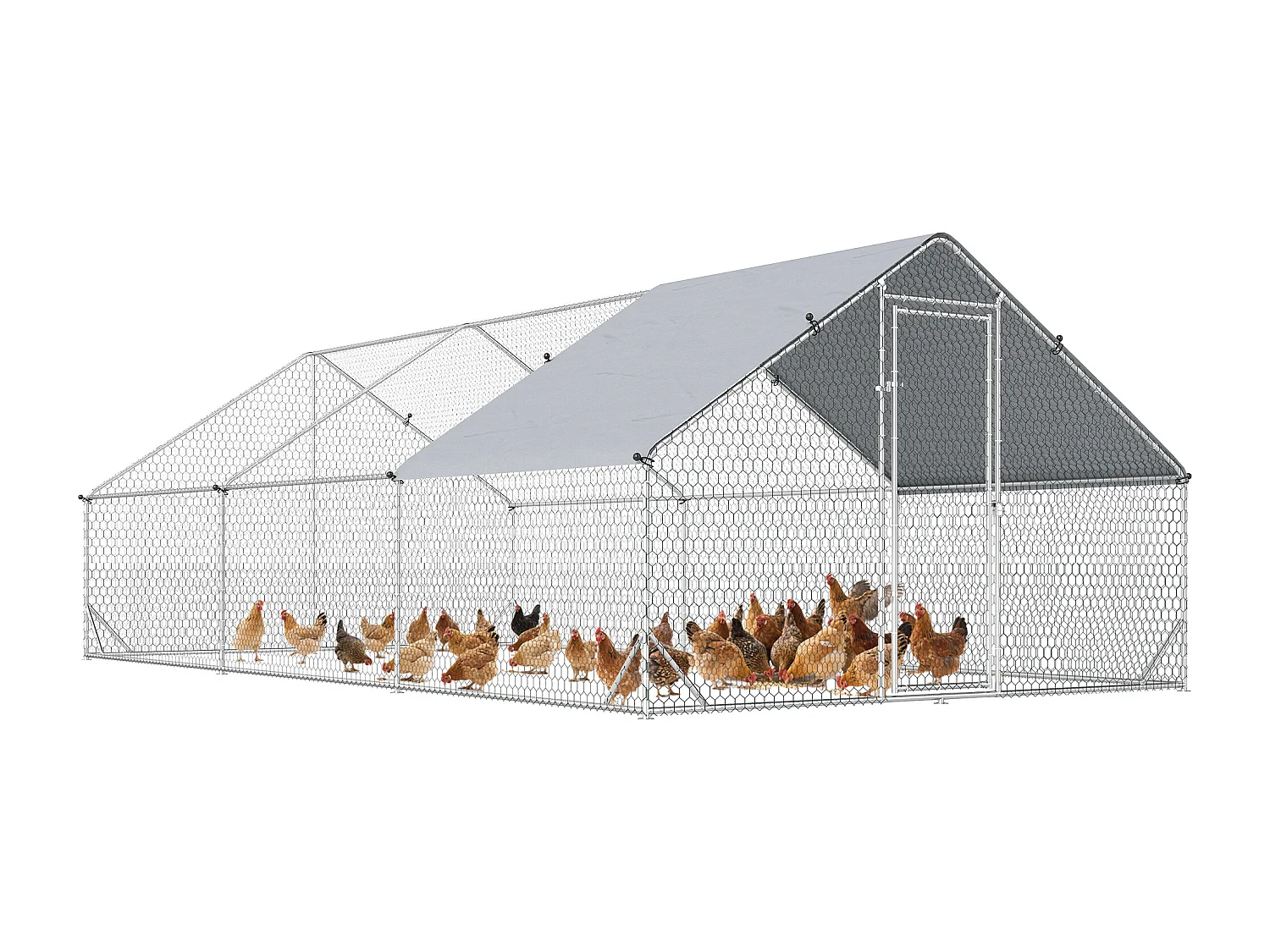 Enclos poulailler chenil 18 m² - parc grillagé dim. 6L x 3l x 2H m - espace couvert - acier galvanisé