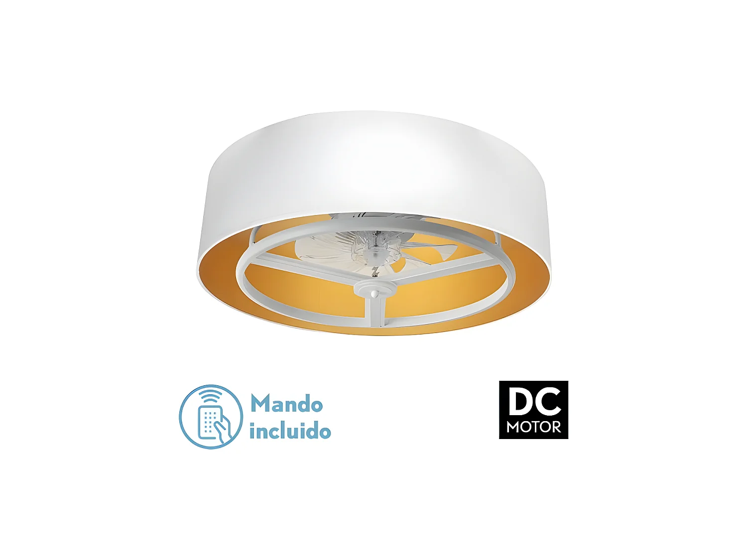 ANUSKA Ventilateur DC LED Blanc 6 Vitesses 3 Couleurs FABRILAMP