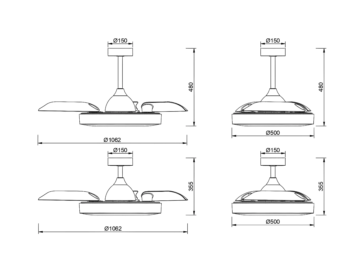 Ventilateur DC COIN FAIN noir CCT réglable led 50 cm télécommande