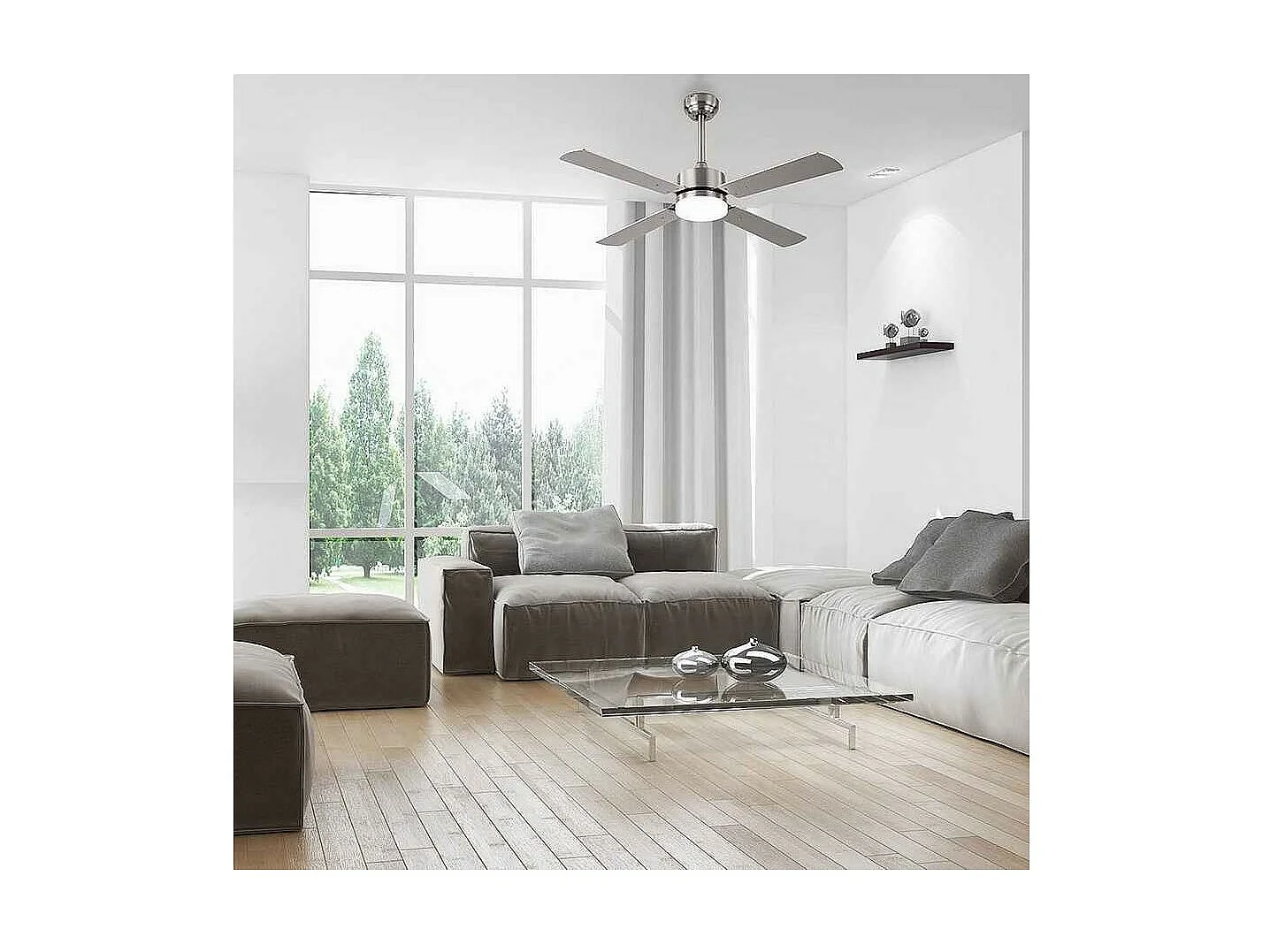 Ventilador Dc Hupe Niquel Led Cct Regulable Y Control Remoto