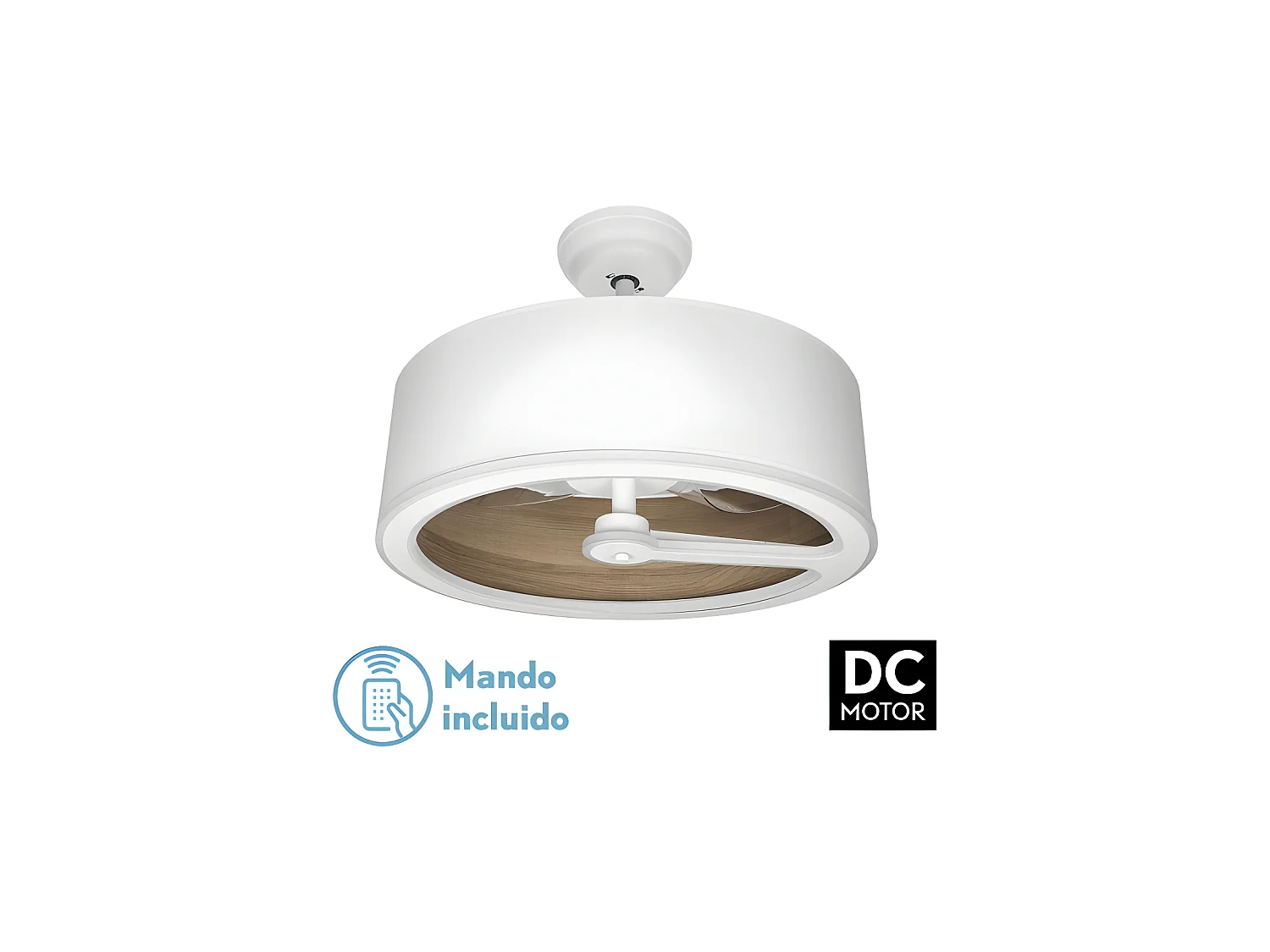 Ventilateur Dc TATIANA Blanc marron LED intégré 3 températures commande à distance Fabrilamp