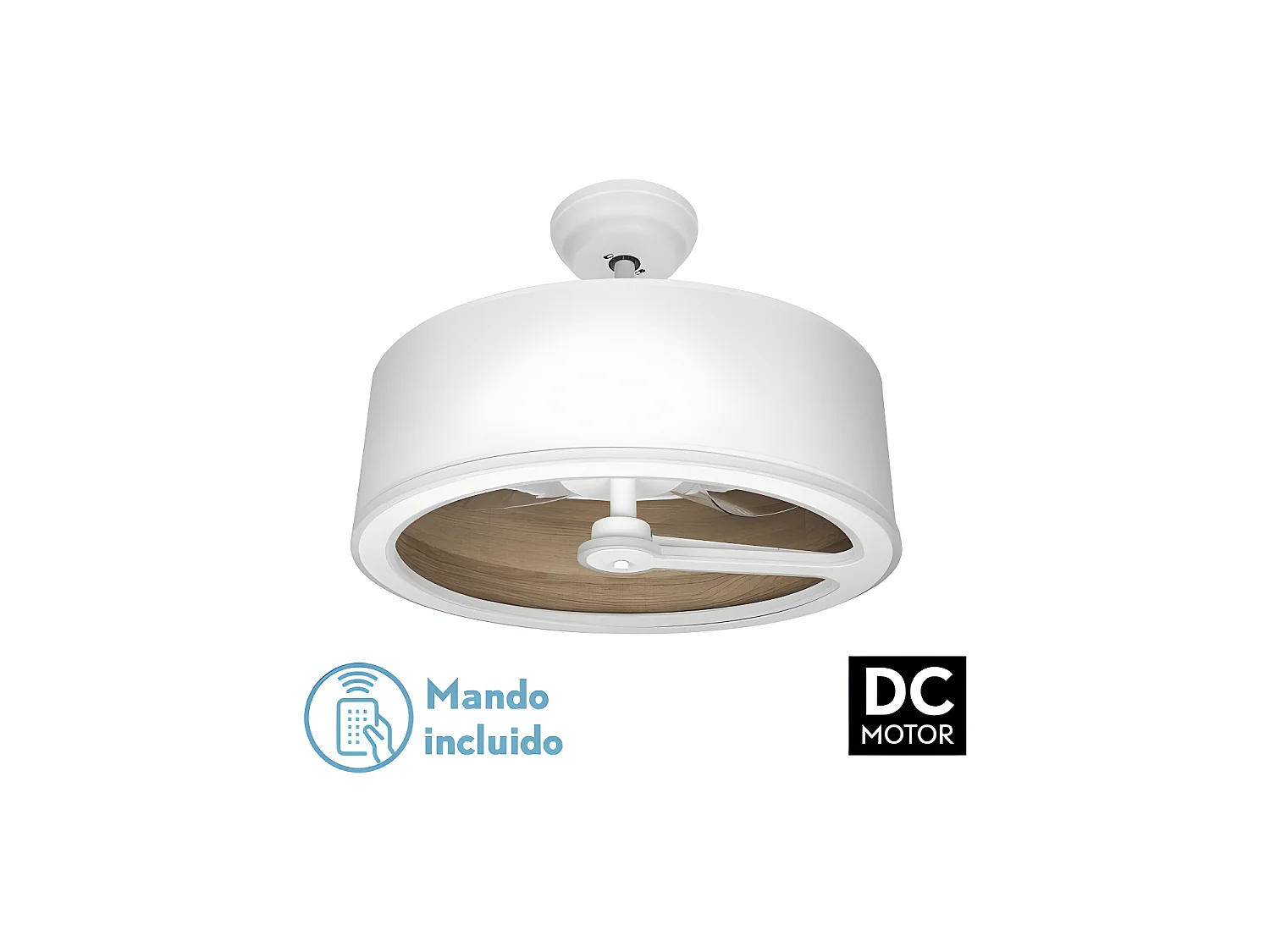 Ventilateur Dc TATIANA Blanc marron LED intégré 3 températures commande à distance Fabrilamp