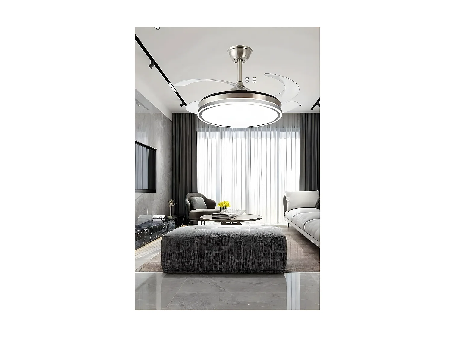 Ventilateur à courant continu AMBRA S nickel led intégré connectivité APP AkunaDecor