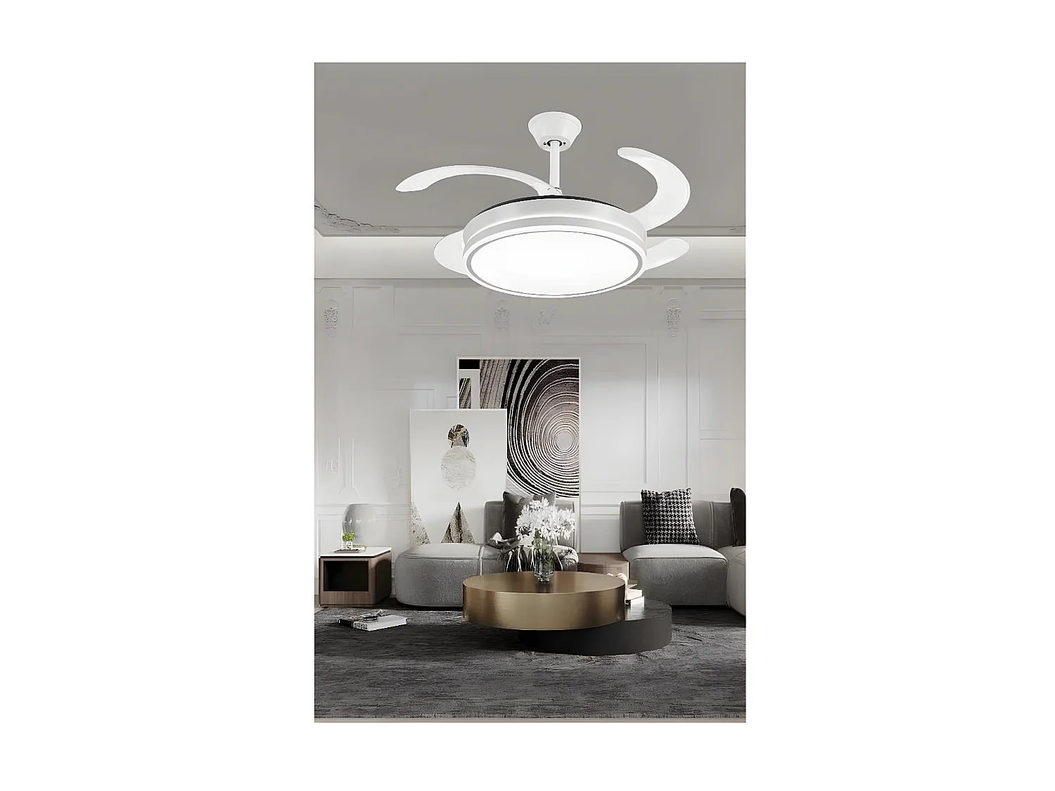 Ventilateur à courant continu AMBRA S nickel led intégré connectivité APP AkunaDecor