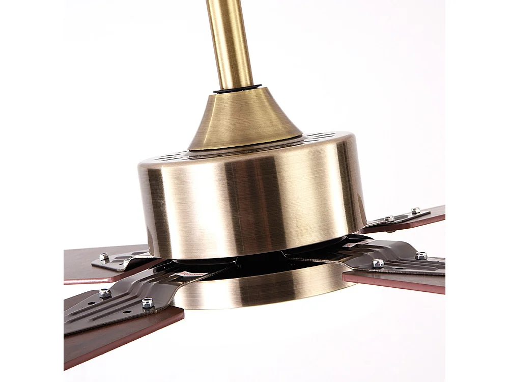 Ventilateur DC HUPE doré cerisier LED CCT réglable et télécommande Fabrilamp