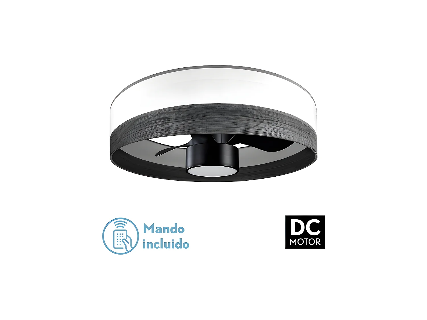 Ventilateur DC OLGA Blanc noir led mémoire couleur réglable à la température Fabrilamp