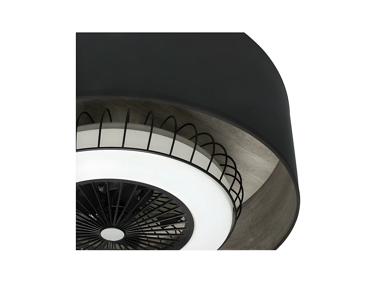 Ventilador Dc Tania Negro Madera Led Dimable Con Temporizador
