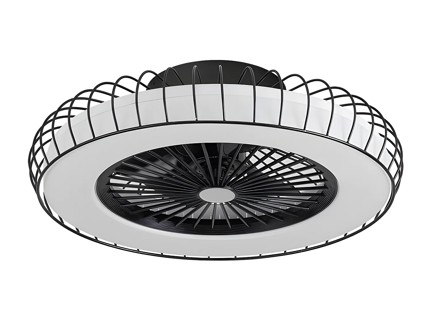 Ventilateur DC TANIA noir en bois LED avec déclencheur Fabrilamp