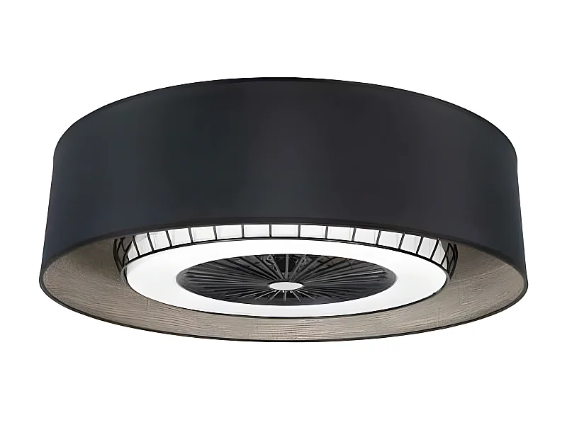 Ventilateur DC TANIA noir en bois LED avec déclencheur Fabrilamp