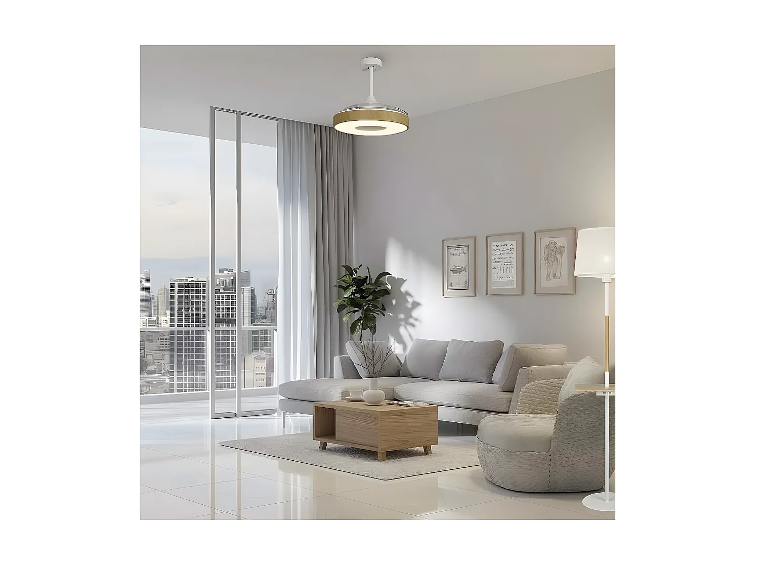 Ventilateur DC COIN FAIN MINI marron CCT réglable led 43 cm télécommande