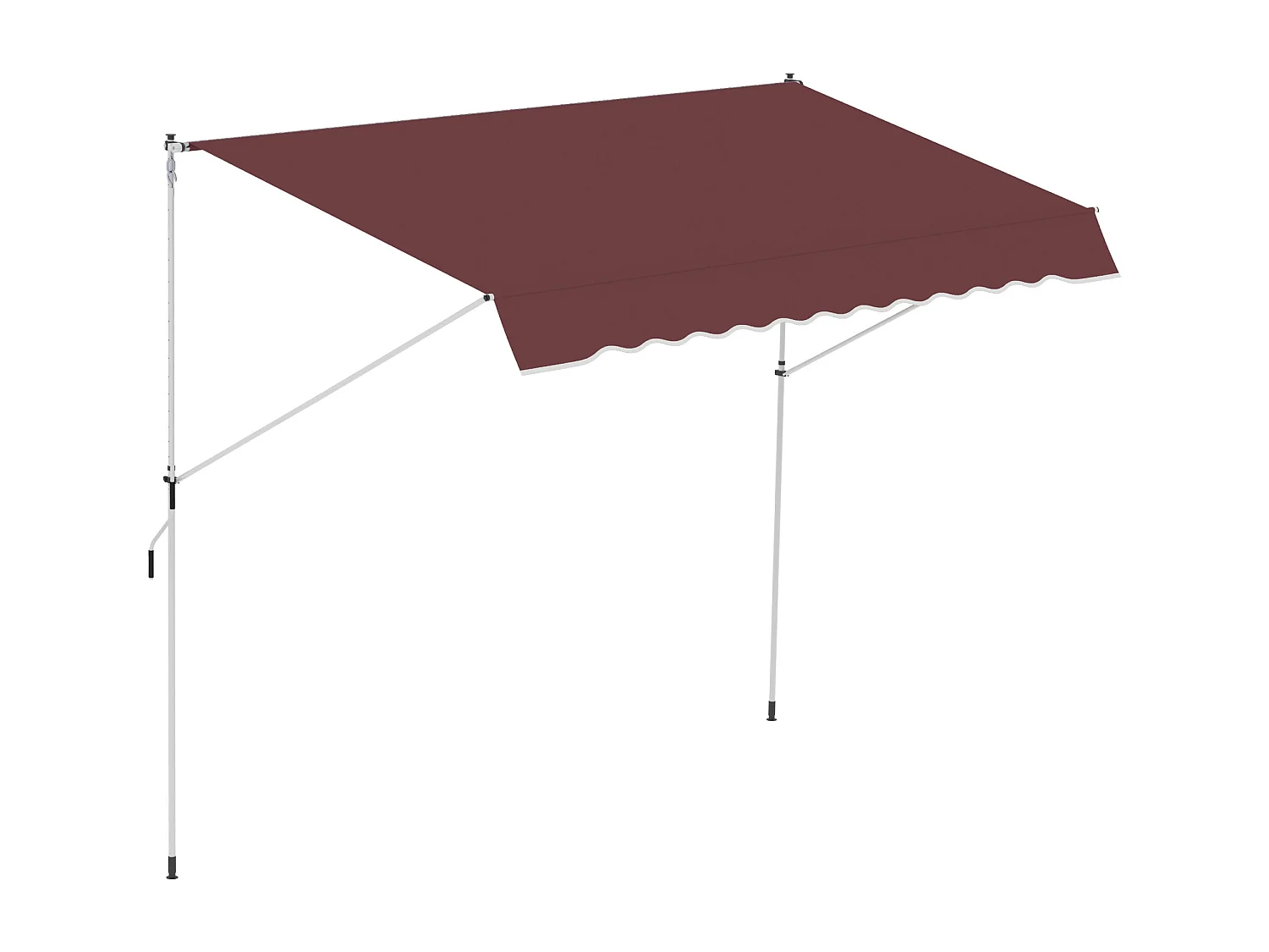 Store banne manuel rétractable 3L x 1,5l m inclinaison et hauteur réglable installation rapide métal alu polyester anti-UV bordeaux