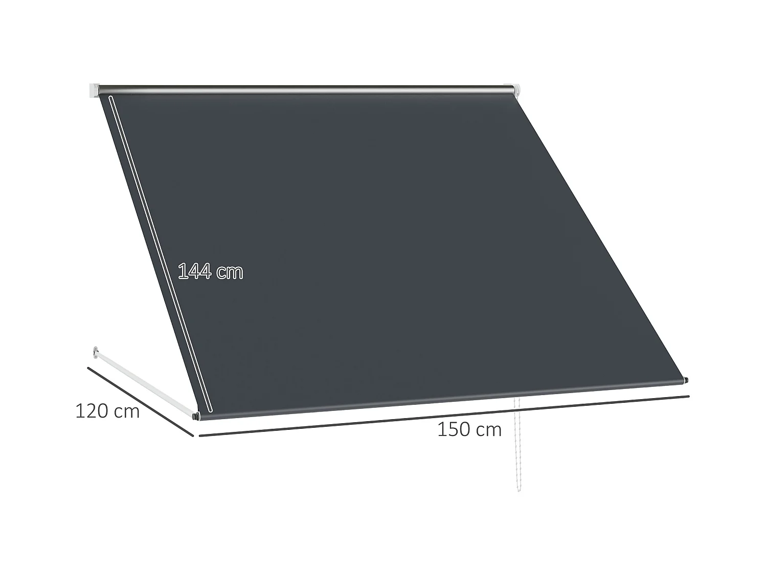 Store banne manuel inclinaison réglable acier alu. dim. 150L x 120l (avancée) cm polyester imperméabilisé anti-UV gris