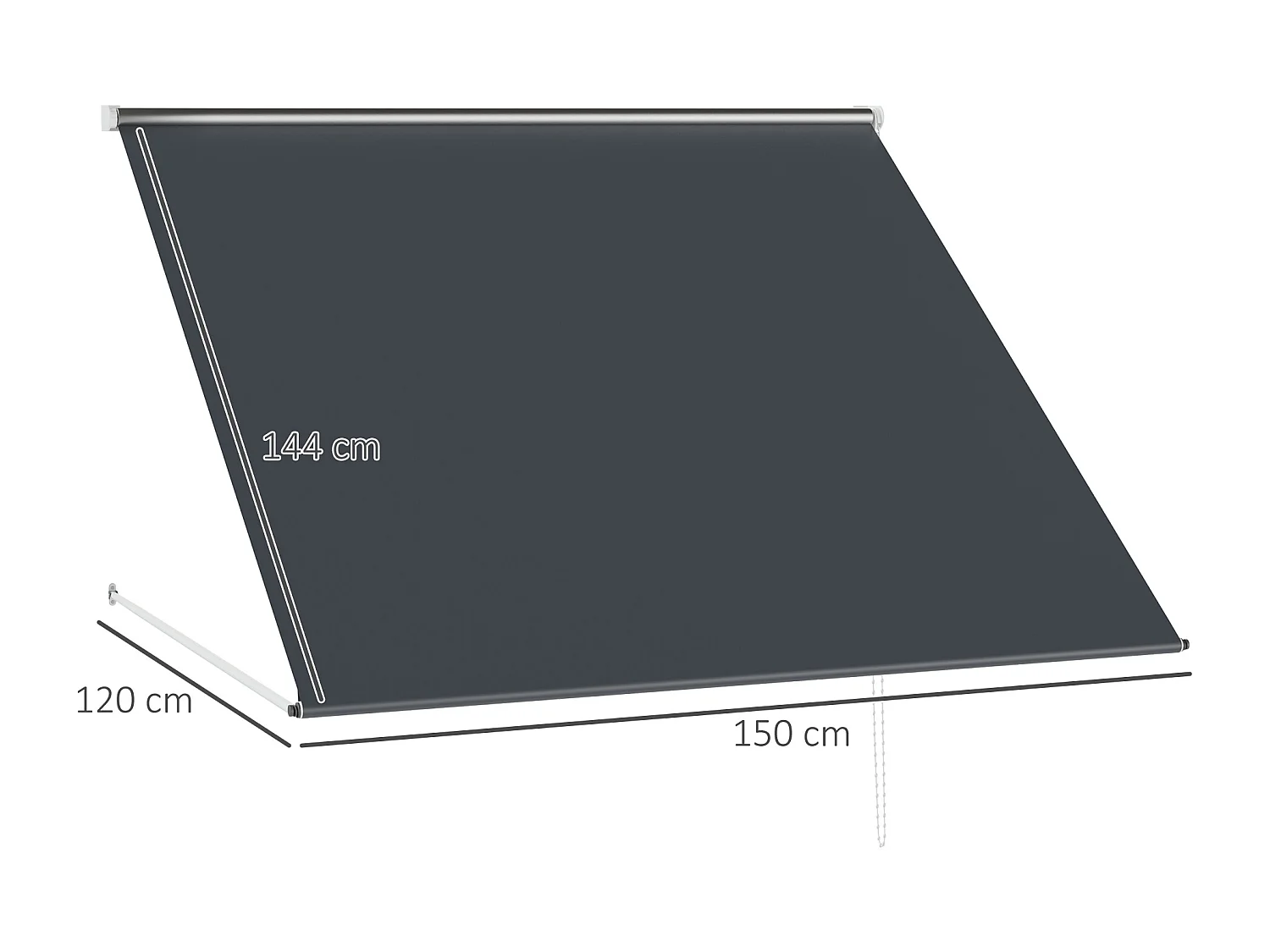 Store banne manuel inclinaison réglable acier alu. dim. 150L x 120l (avancée) cm polyester imperméabilisé anti-UV gris