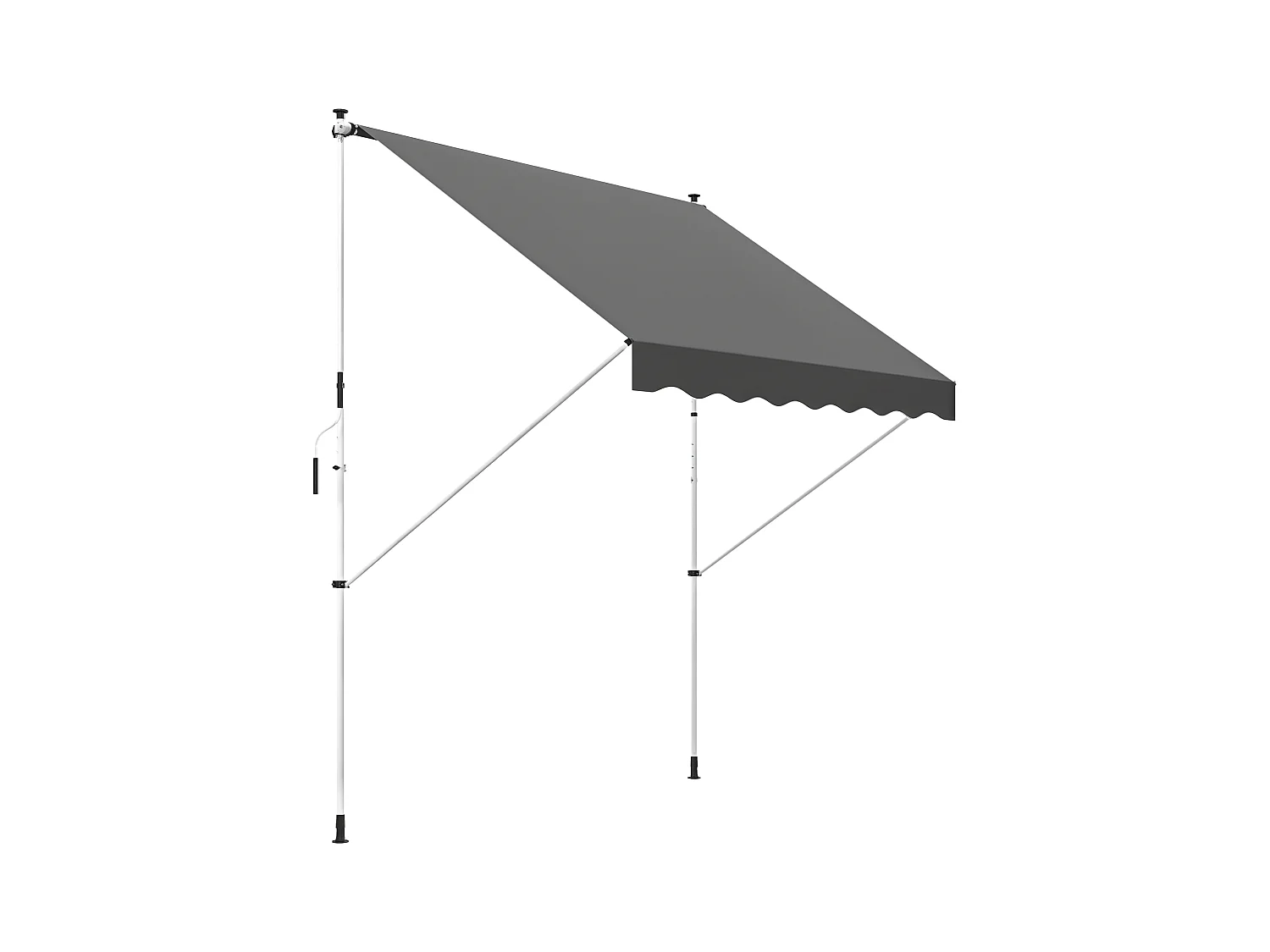 Store banne manuel rétractable 3L x 1,5l m inclinaison et hauteur réglable installation rapide métal alu polyester anti-UV gris