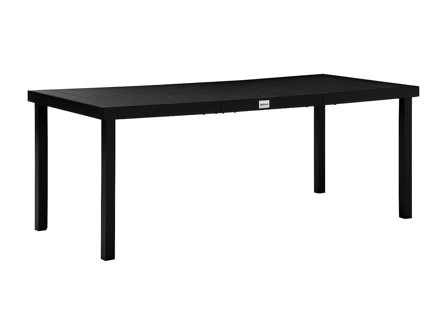 Table de jardin rectangulaire pour 8 personnes en aluminium plateau PE à lattes aspect bois dim. 190L x 90l x 74H cm noir
