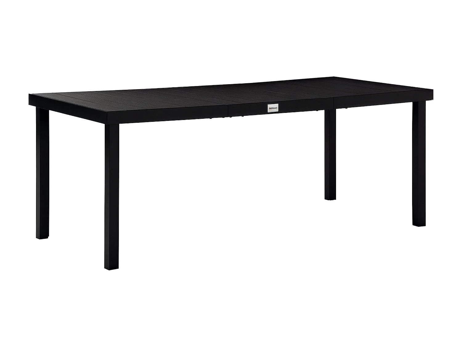 Table de jardin rectangulaire pour 8 personnes en aluminium plateau PE à lattes aspect bois dim. 190L x 90l x 74H cm noir