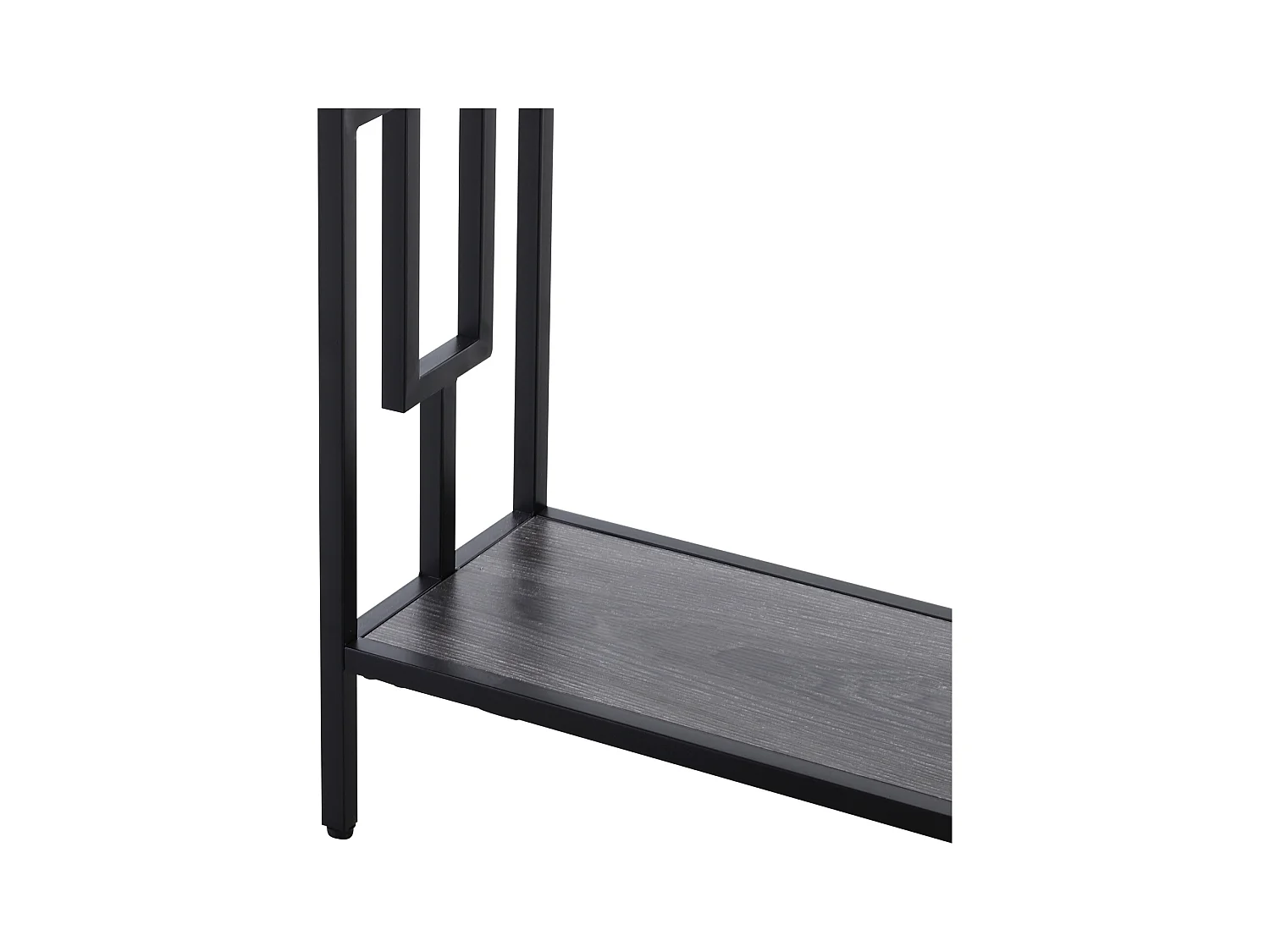 Console table d'appoint design industriel dim. 106L x 23l x 76H cm étagère acier noir panneaux particules bois gris