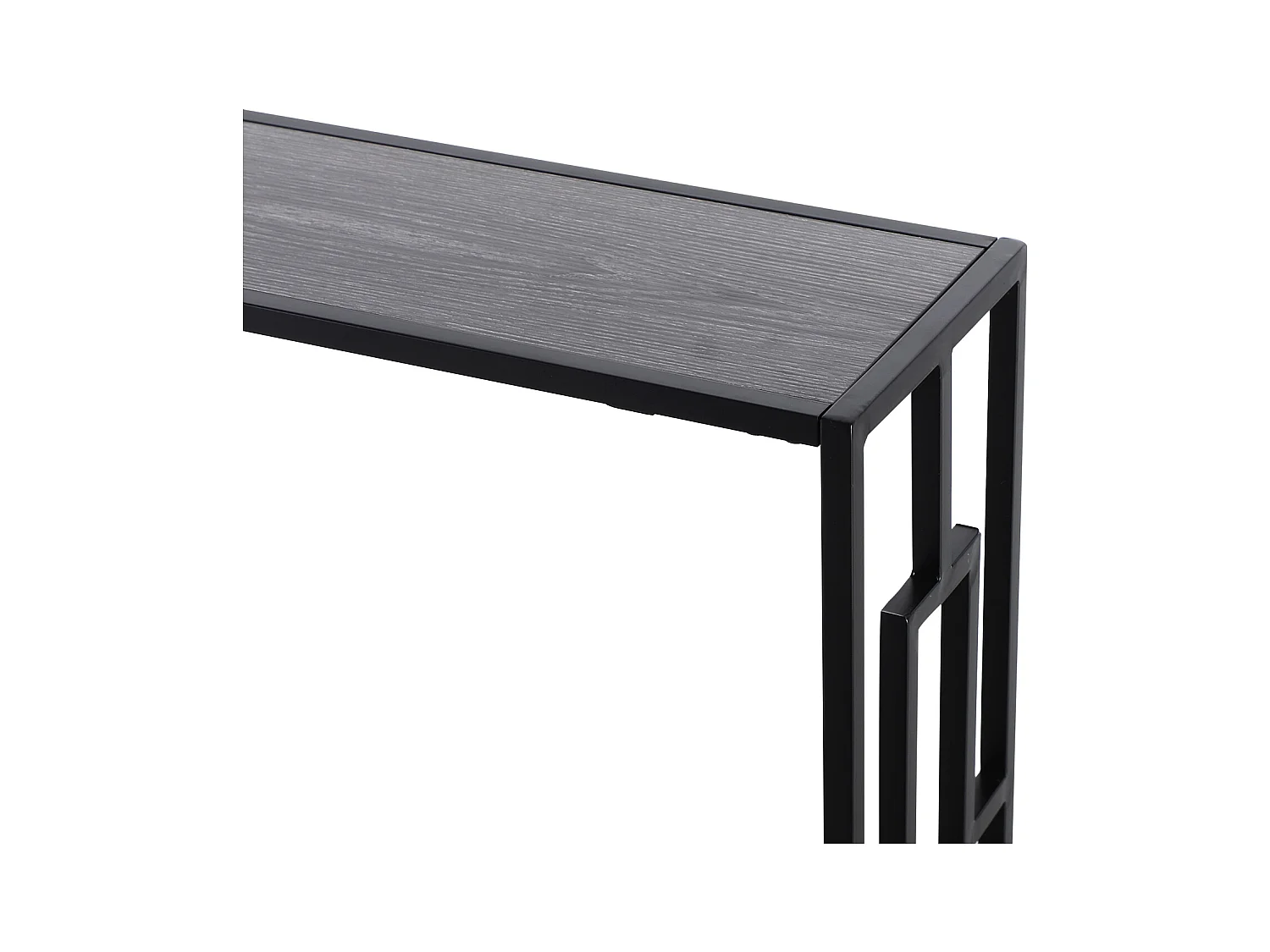 Console table d'appoint design industriel dim. 106L x 23l x 76H cm étagère acier noir panneaux particules bois gris