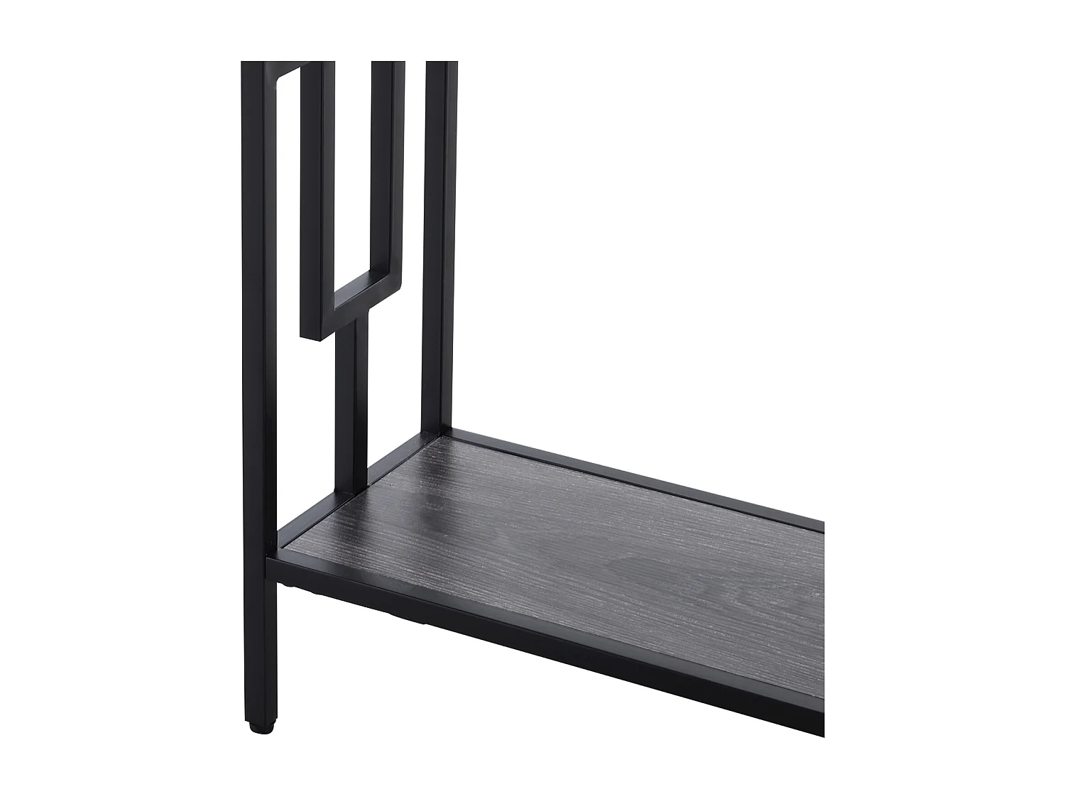 Console table d'appoint design industriel dim. 106L x 23l x 76H cm étagère acier noir panneaux particules bois gris