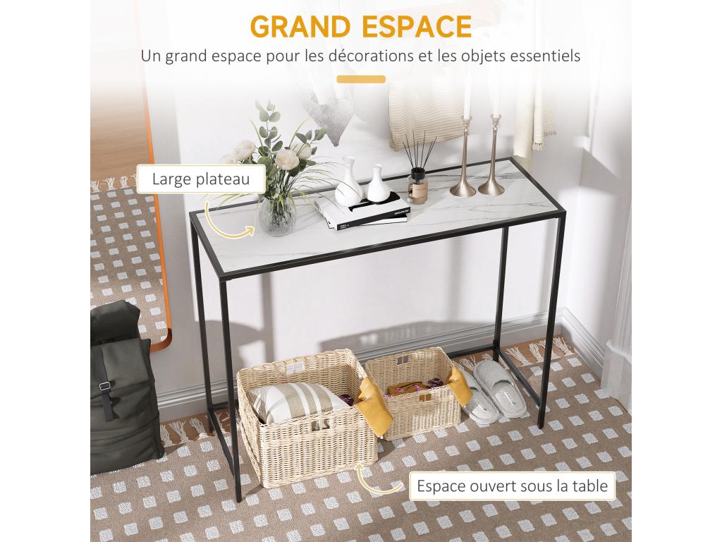Console table d appoint style contemporain plateau verre tremp