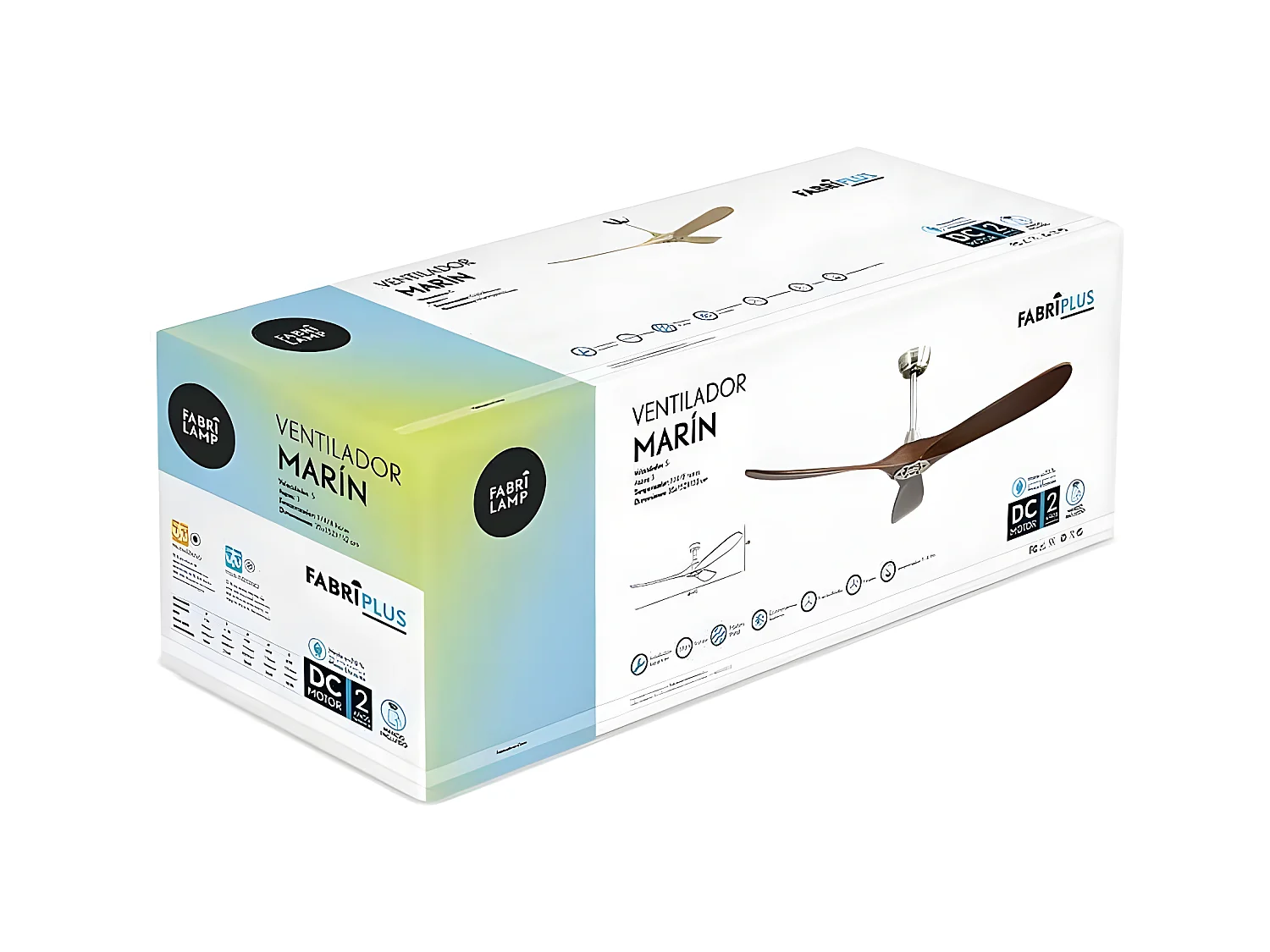 Ventilador Sin Luz Con Motor Dc, Marin Niquel-roble 5 Velocidades Con Temporizador