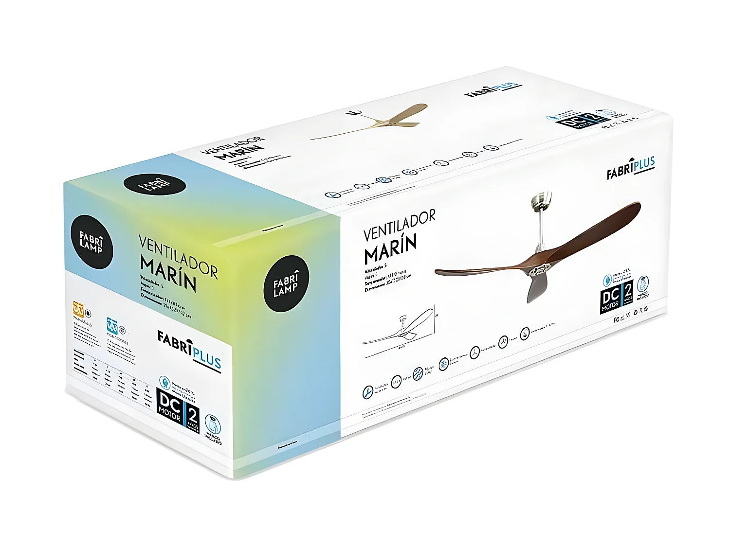 Ventilador Sin Luz Con Motor Dc, Marin Niquel-roble 5 Velocidades Con Temporizador