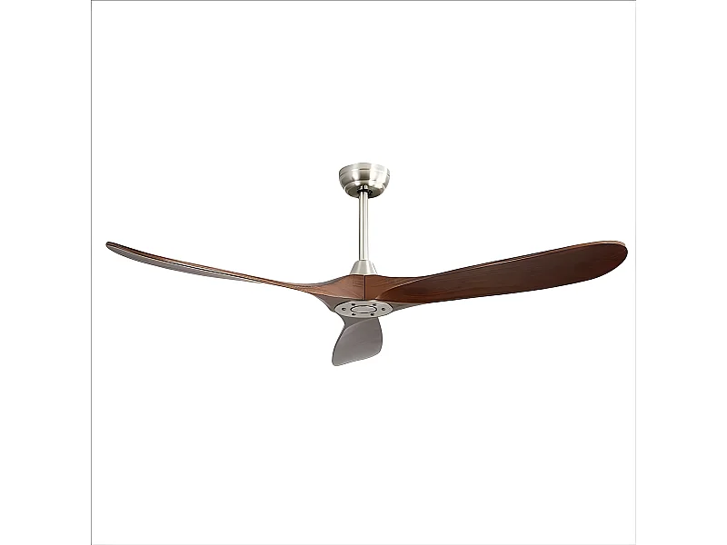 Ventilador Sin Luz Con Motor Dc, Marin Niquel-roble 5 Velocidades Con Temporizador