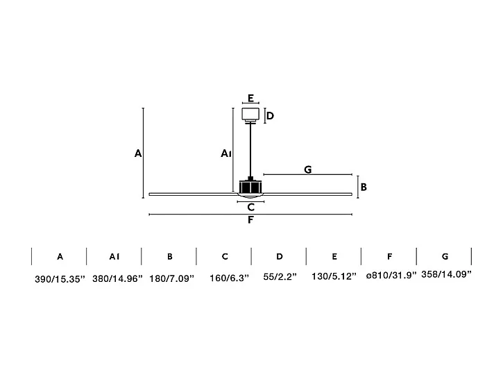 JUST FAN XS Koper/houten plafondventilator 81cm