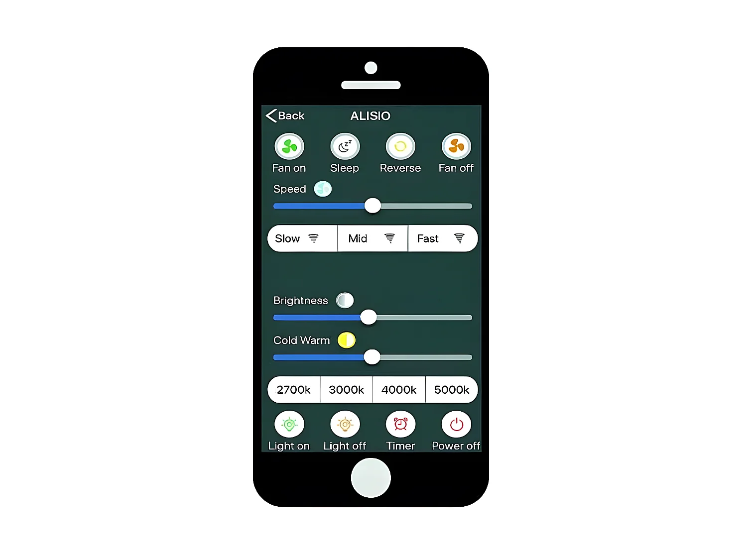 Ventilateur DC ALISIO blanc 63 cm led dimmable CCT réglable commande de distance