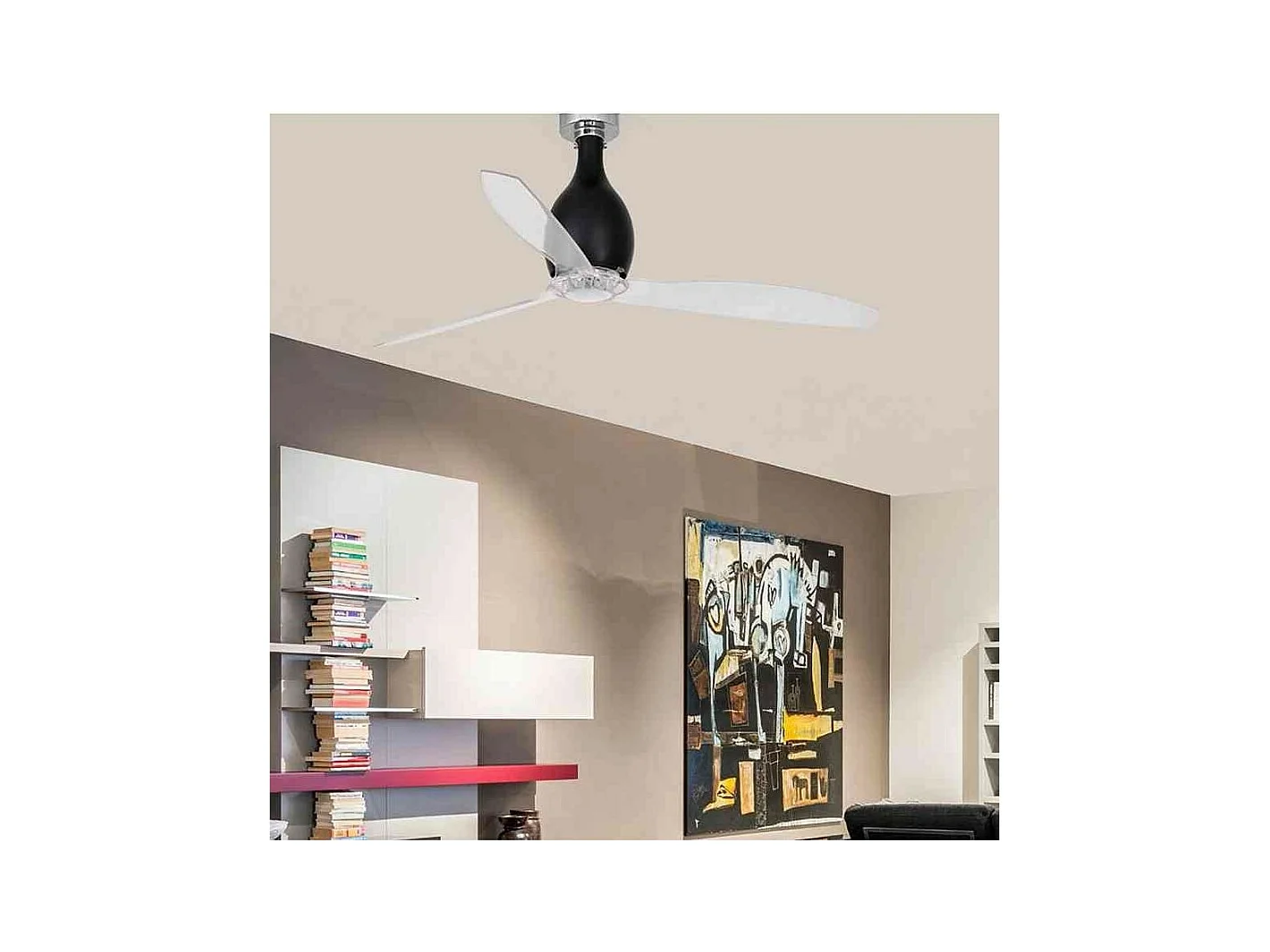 Ventilador Dc Eterfan M Negro Mate Transparente Funcion Invierno Verano Faro