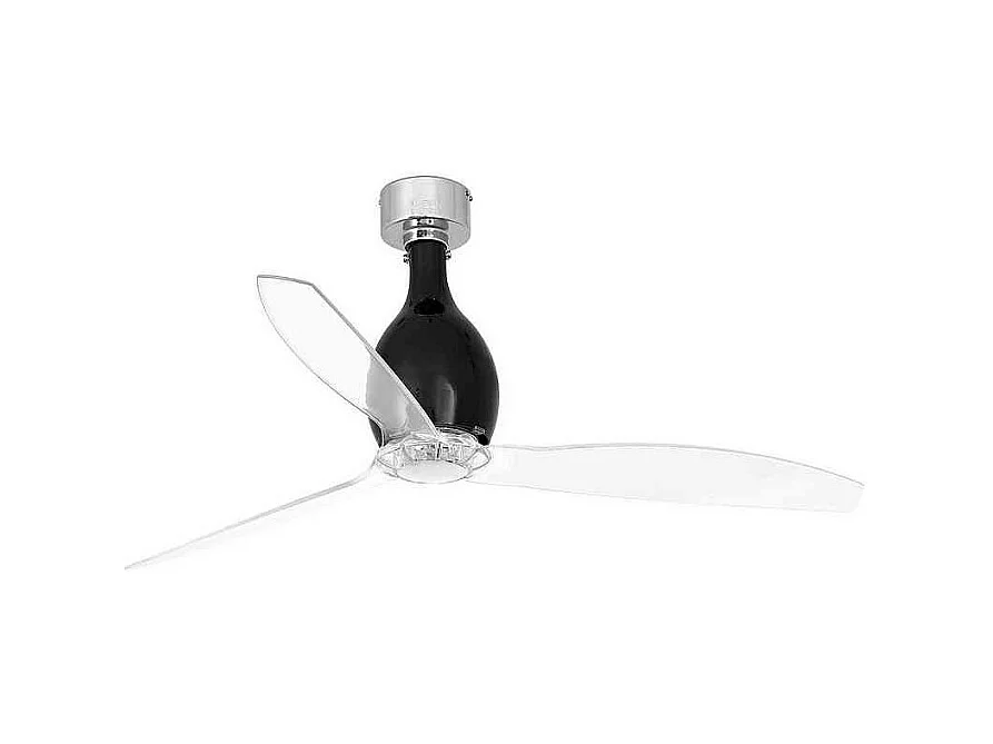 Ventilatore Mini motore Eterfan DC, nero opaco con pale trasparenti. FARO