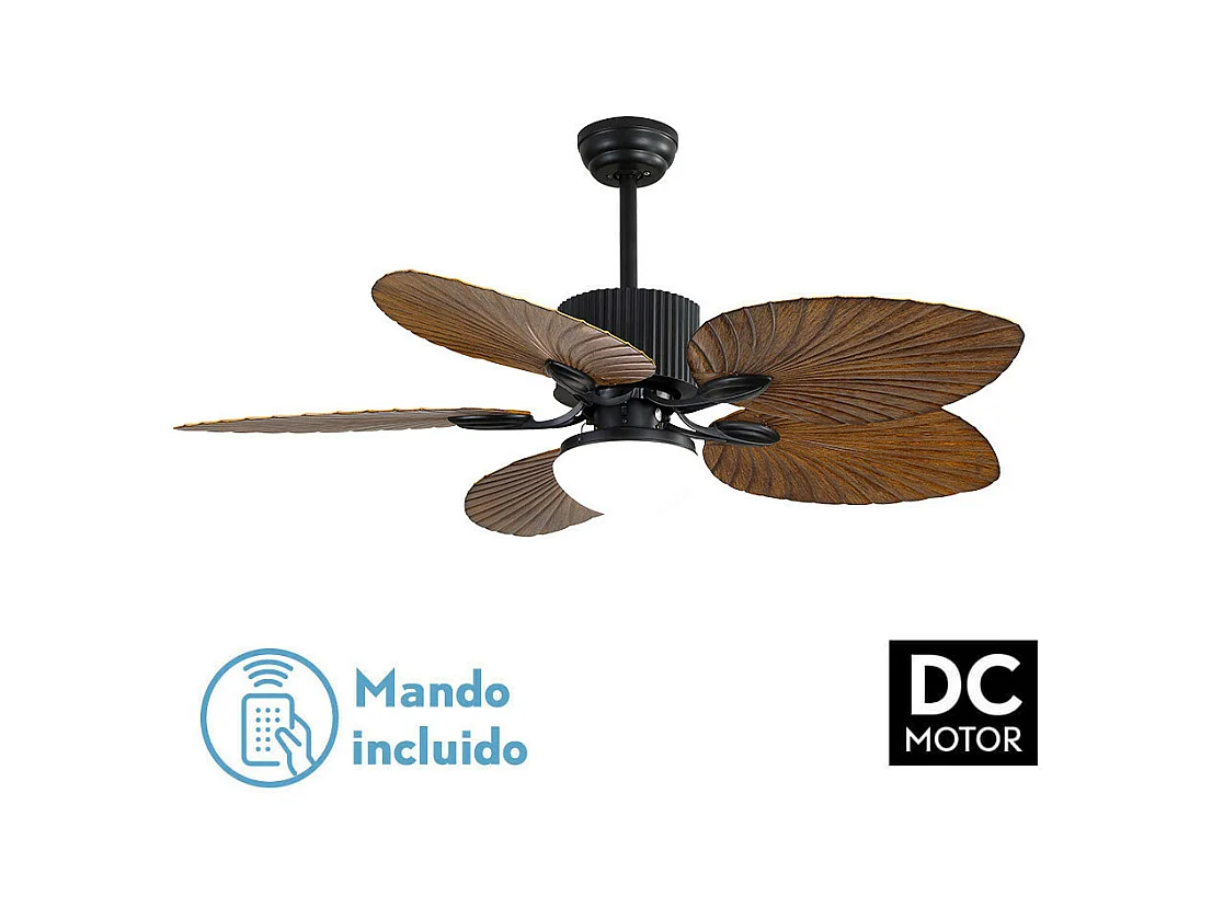 Ventilateur COLLA DC noir 5 pales LED à mémoire de couleur Fabrilamp