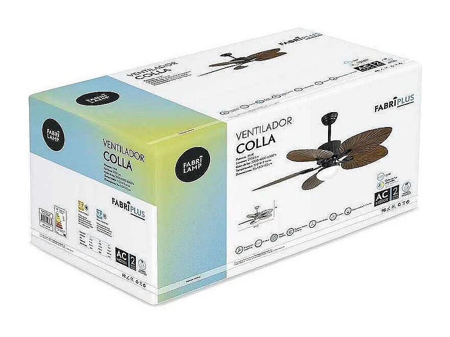 Ventilador Dc Colla Negro 5 Aspas Led Memoria De Color