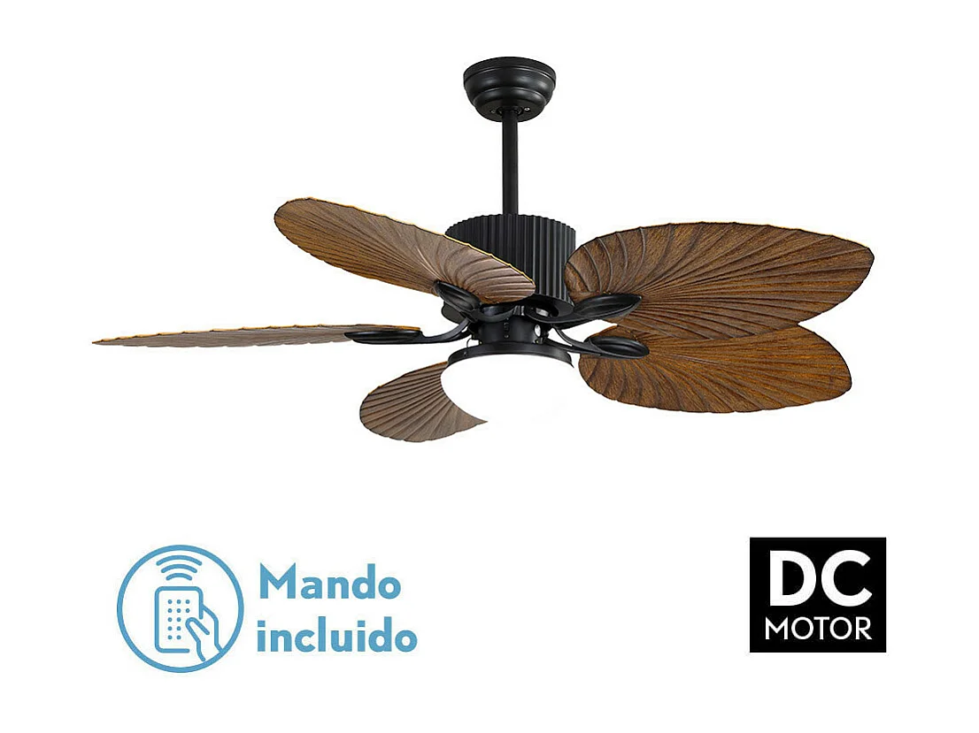 Ventilador Dc Colla Negro 5 Aspas Led Memoria De Color