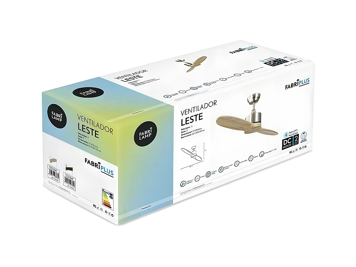 Ventilador Dc Leste Niquel Haya Sin Luz Dos Aspas Con Temporizador