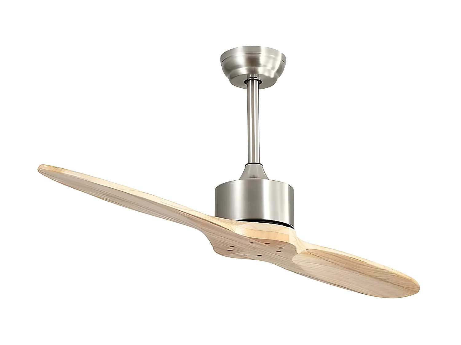 Ventilatore DC LESTE nichel sia senza luce due lame con temporizzatore Fabrilamp