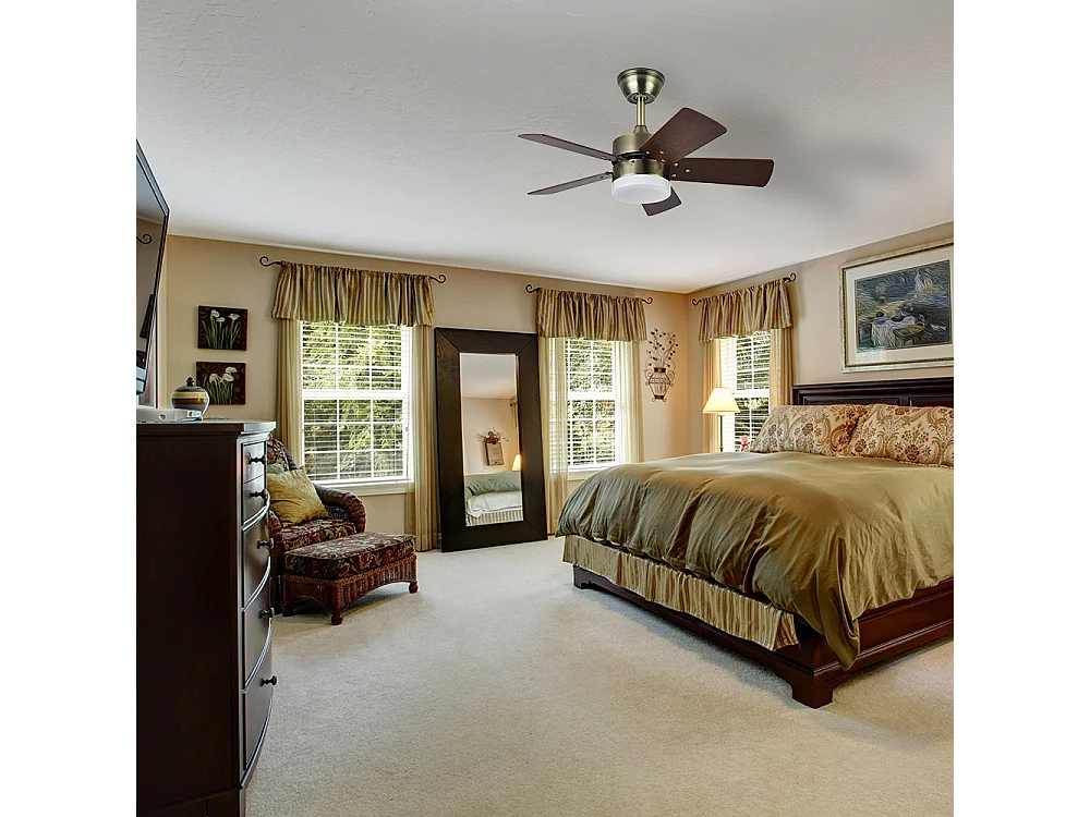 Ventilatore DC MARTA oro e LED integrato 36w memoria colore Fabrilamp