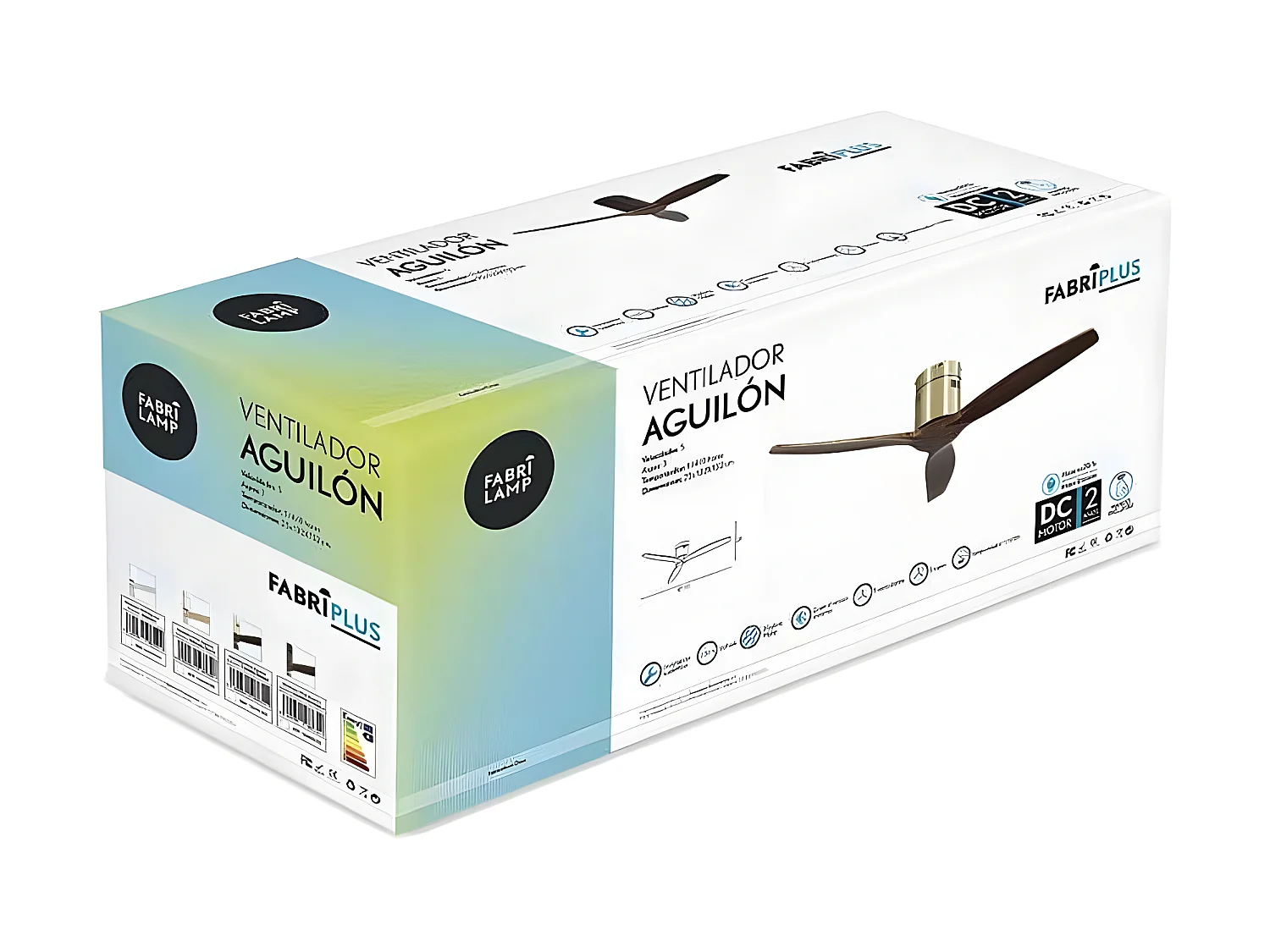 Ventilatore DC AGUILON acero dorato senza luce telecomando e timer Fabrilamp