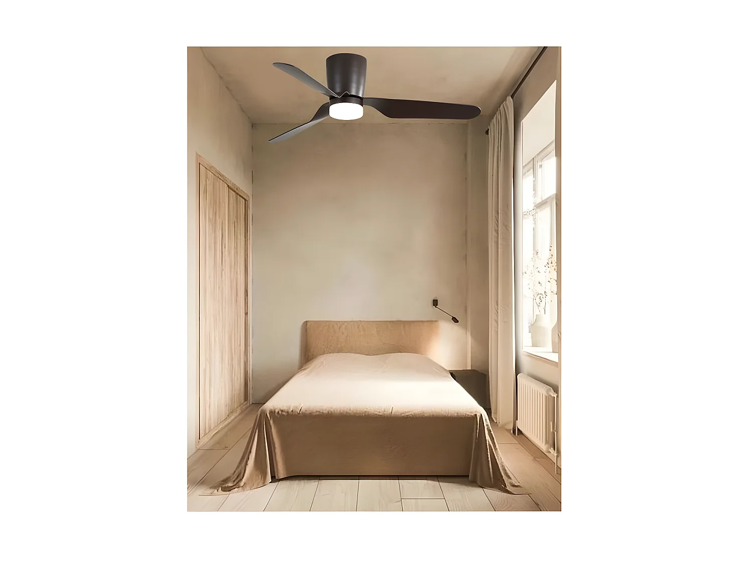 Ventilateur DC KOCHI brun LED 3 températures et mémoire de couleur Fabrilamp