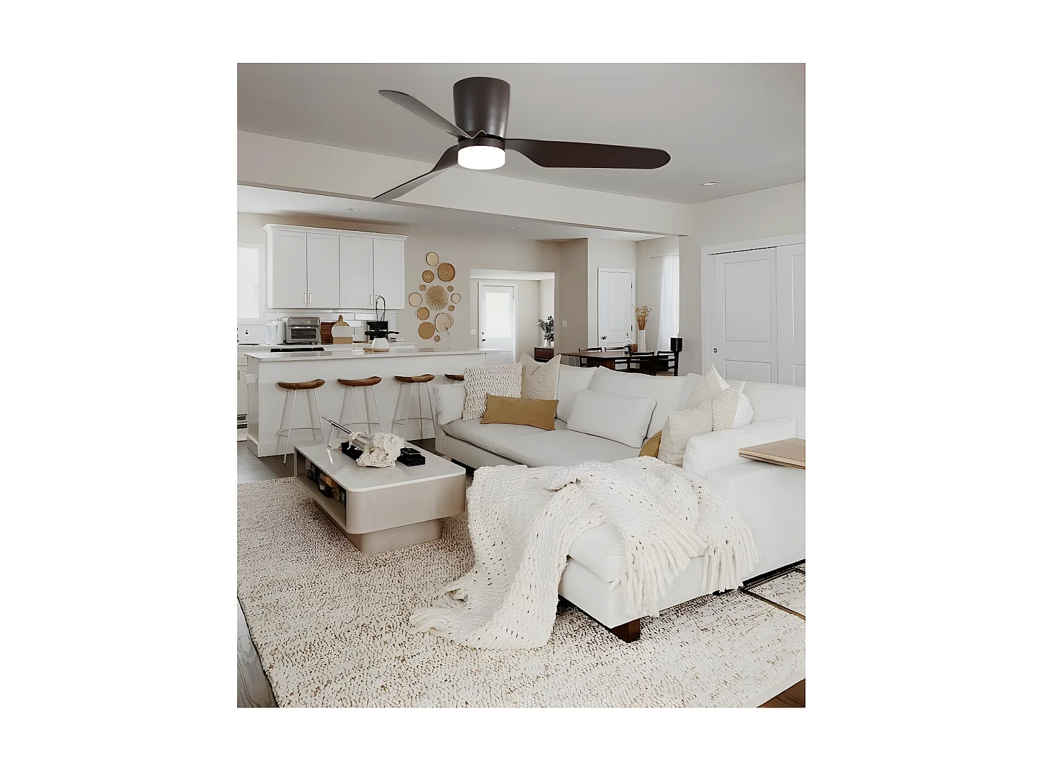 Ventilateur DC KOCHI brun LED 3 températures et mémoire de couleur Fabrilamp