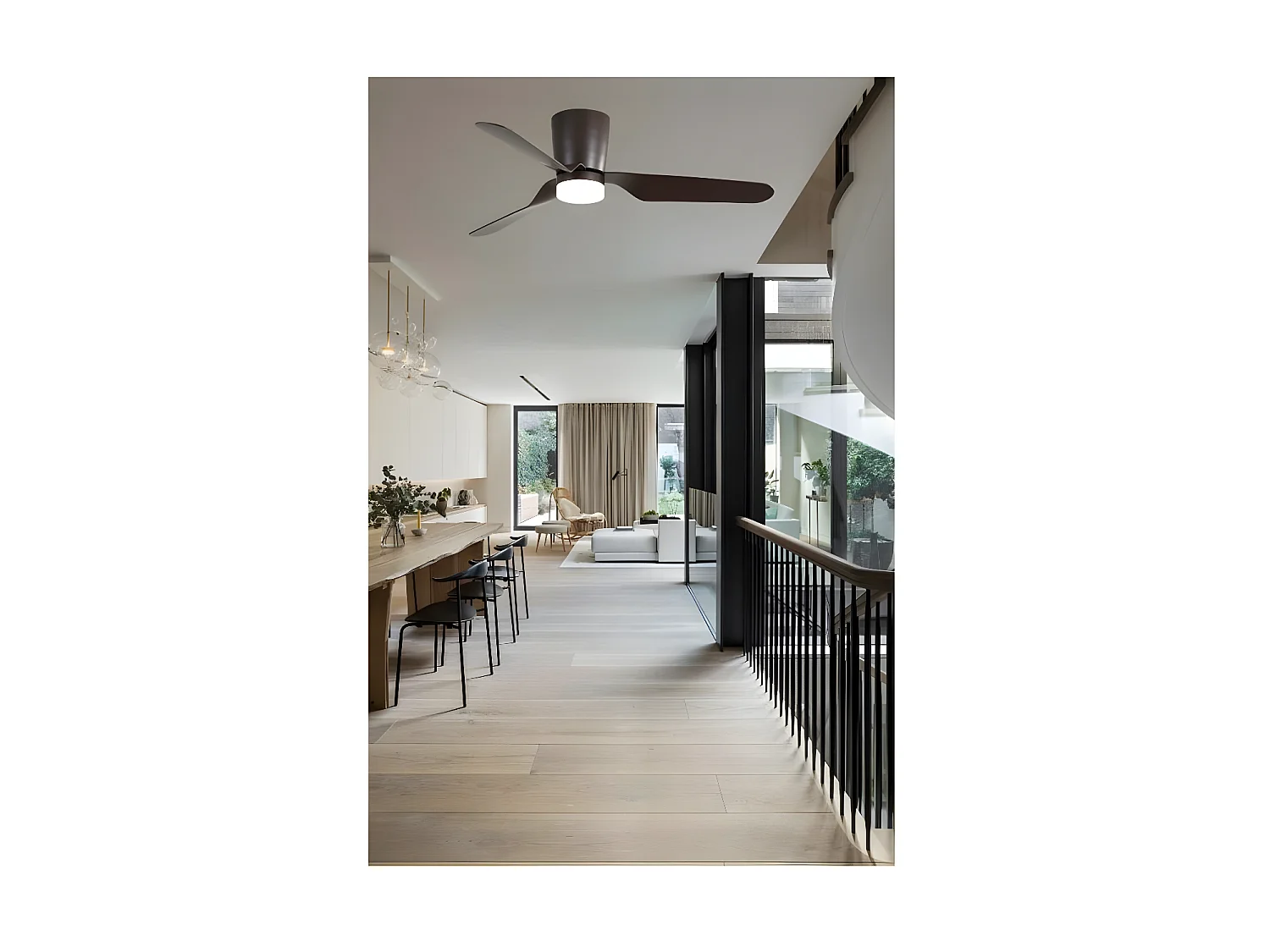 Ventilateur DC KOCHI brun LED 3 températures et mémoire de couleur Fabrilamp