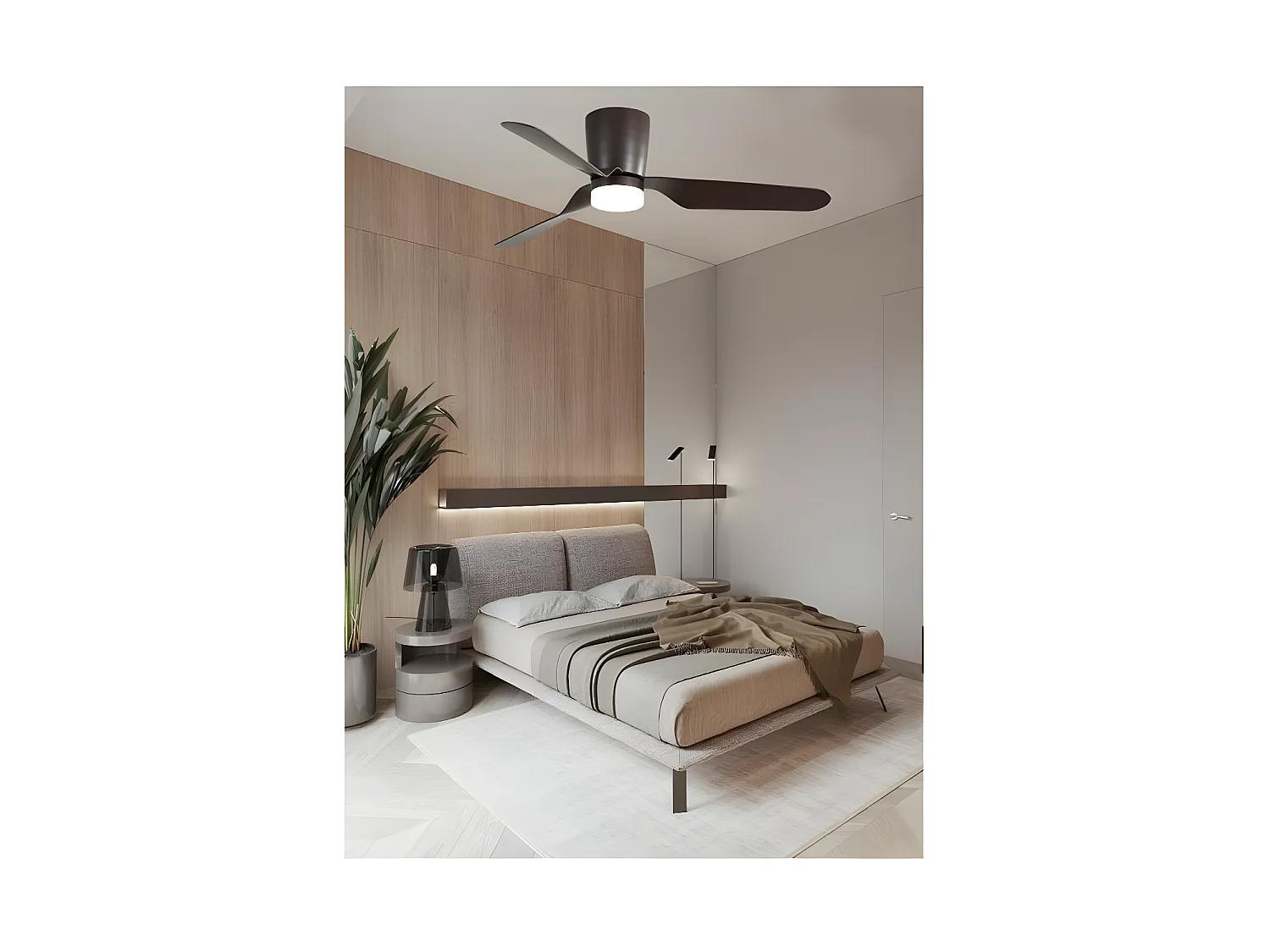 Ventilateur DC KOCHI brun LED 3 températures et mémoire de couleur Fabrilamp